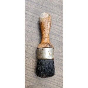 Vtg./Antique Wood & Horse Hair Whisk Broom Barber Brush Vulcanized W/ Rubber
